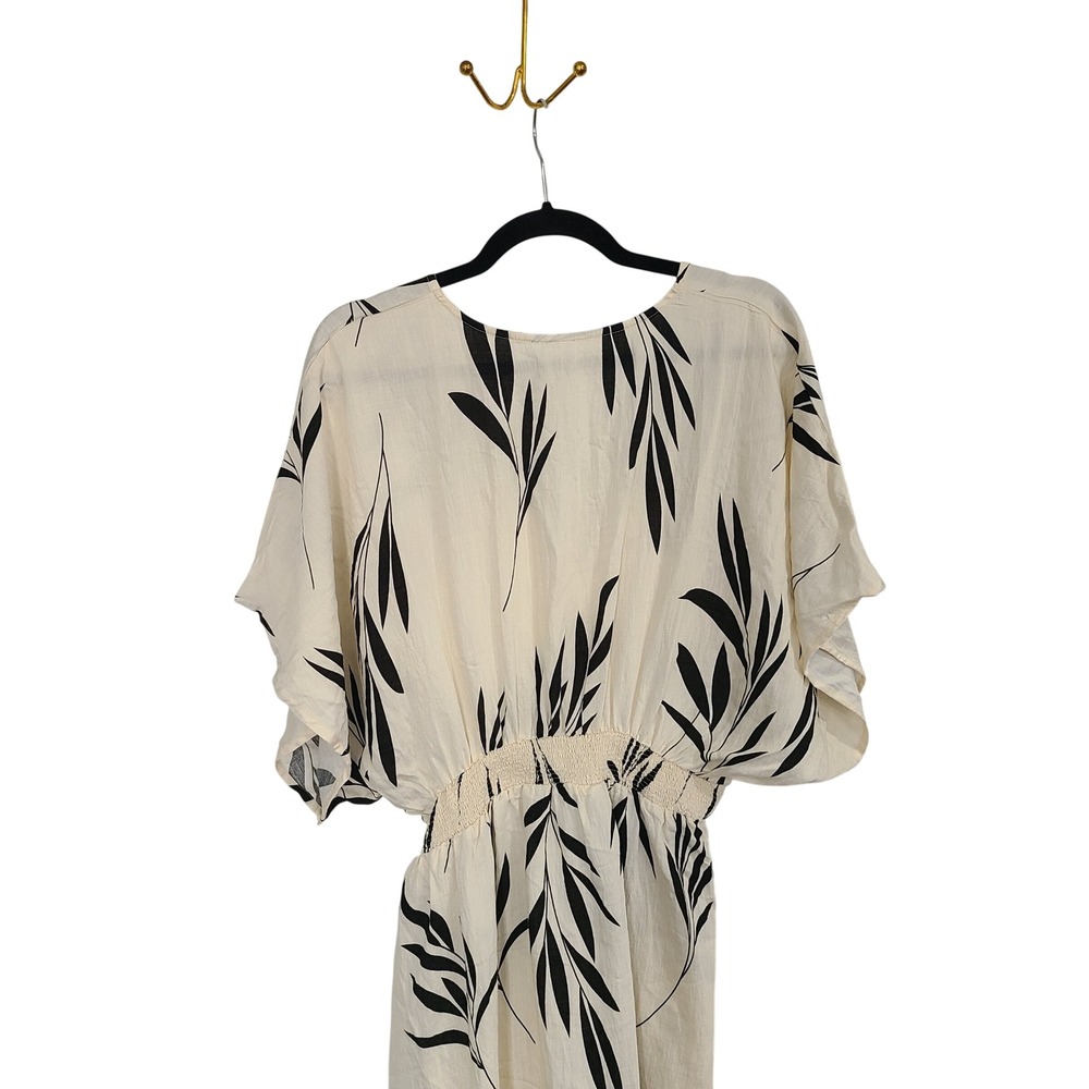 Cupshe Womens Cream Black Botanical Leaf Print V-Neck Maxi Dress Large New NWT - Picture 5 of 16